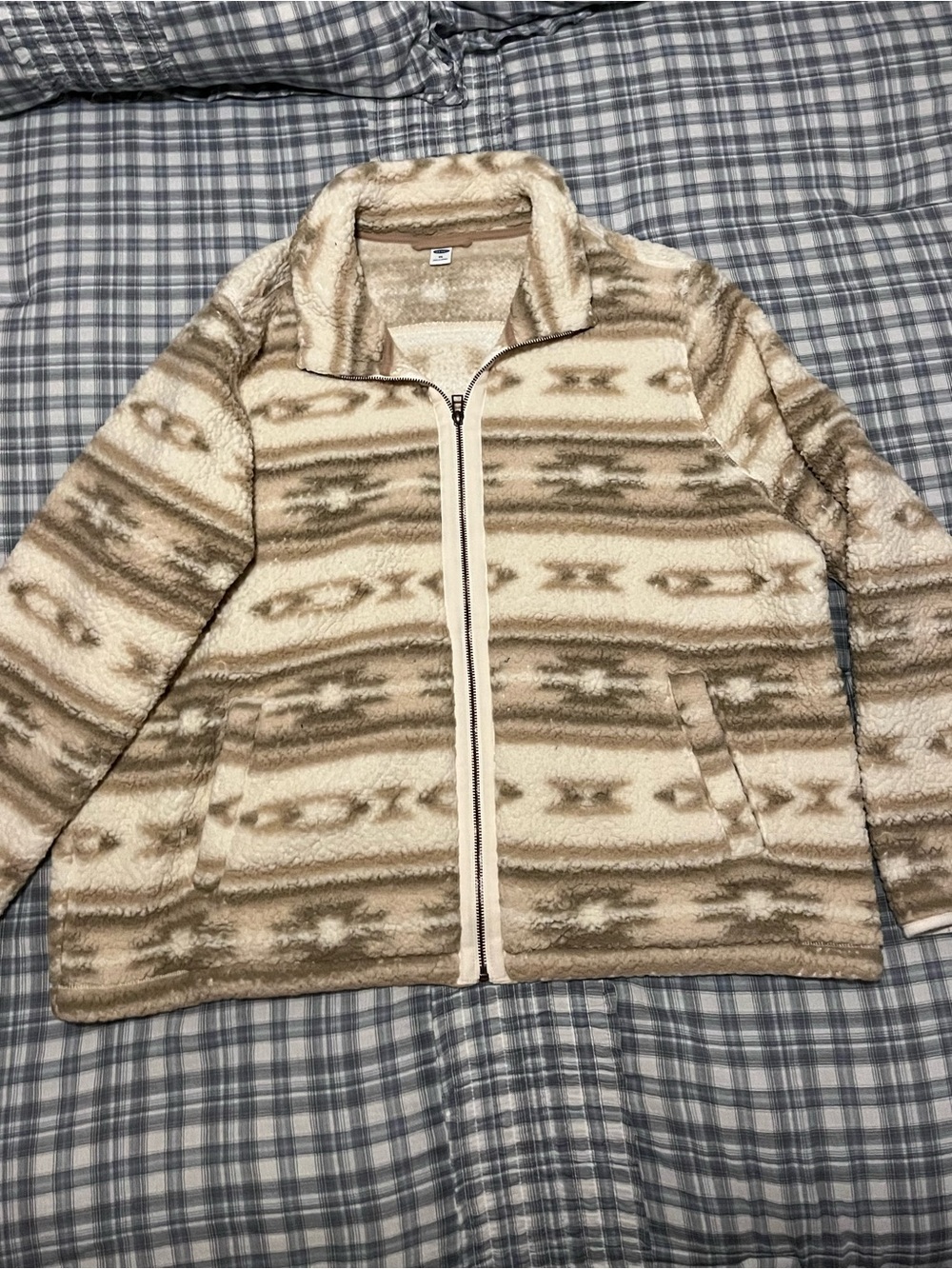 Old Navy Cream Sherpa Jacket Aztec print